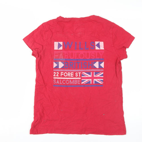 Jack Wills Women's Red Cotton T-Shirt, UK 10, Casual
