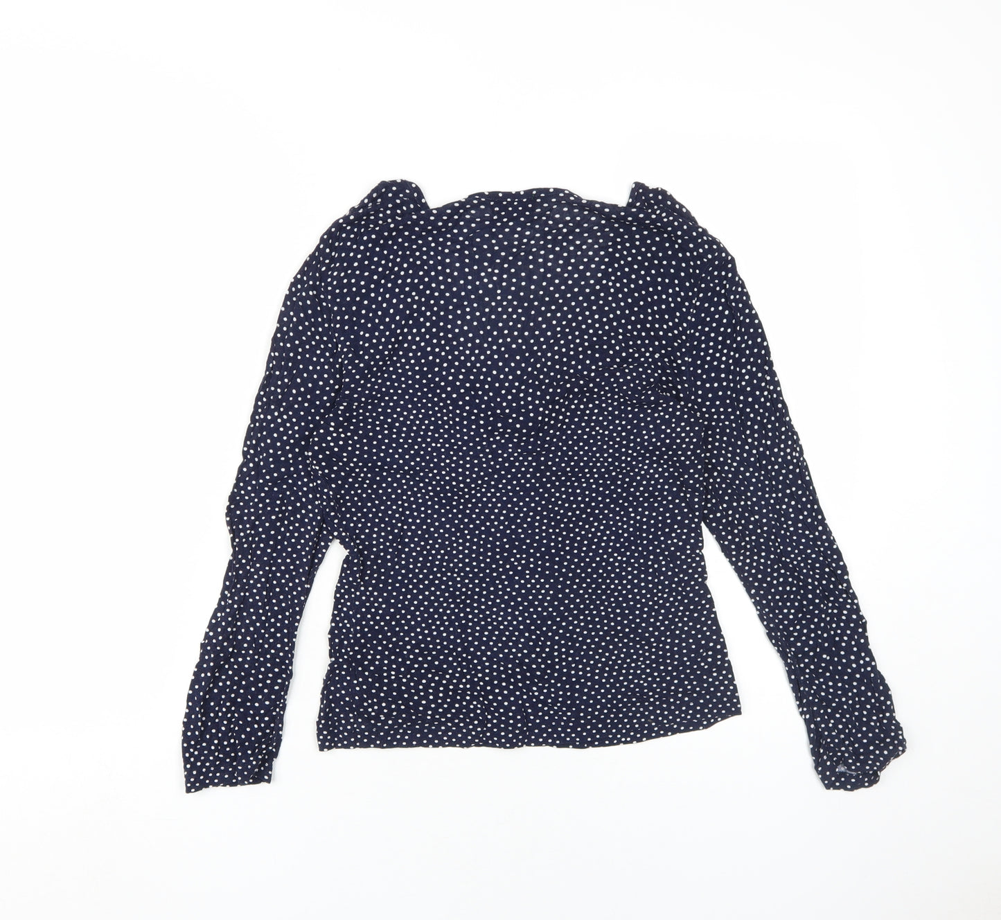 Hobbs Women's Blue Polka Dot V-Neck Blouse Size 10