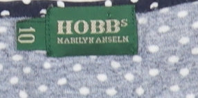 Hobbs Women's Blue Polka Dot V-Neck Blouse Size 10