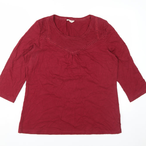 White Stuff Women's Red Blouse Size 18 Crochet Accents