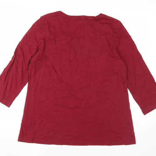 White Stuff Women's Red Blouse Size 18 Crochet Accents