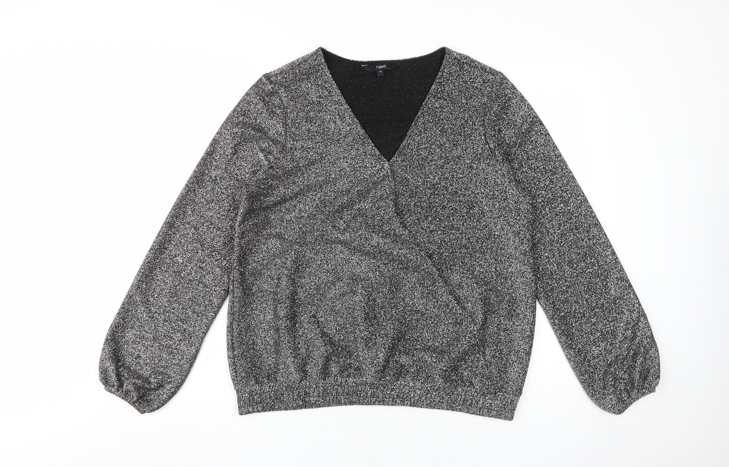 Next Women's Grey L V-Neck Long Sleeve Blouse