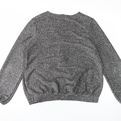 Next Women's Grey L V-Neck Long Sleeve Blouse