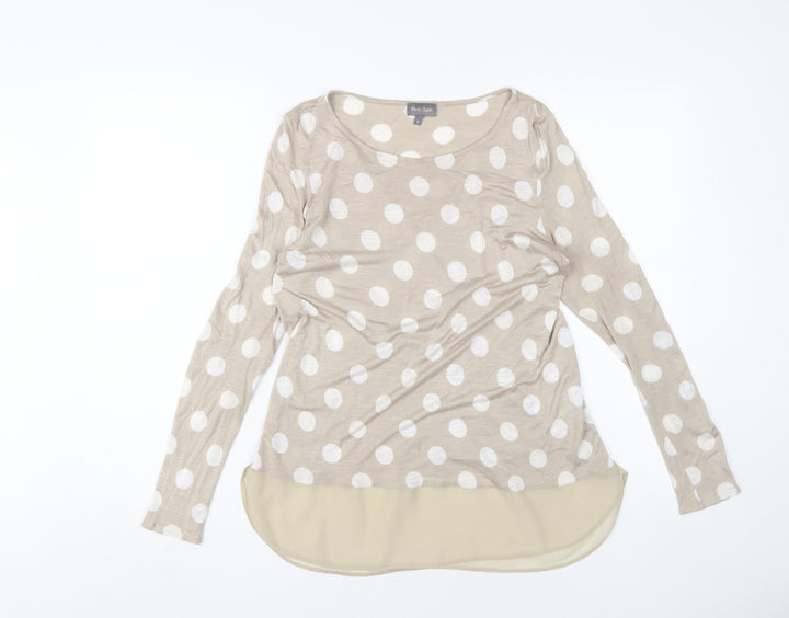 Phase Eight Women Beige Polka Dot Blouse Size 12