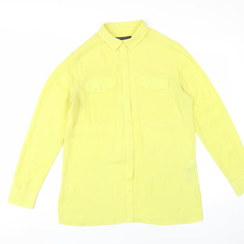 Marks and Spencer Women's Yellow Button-Up Shirt UK 10