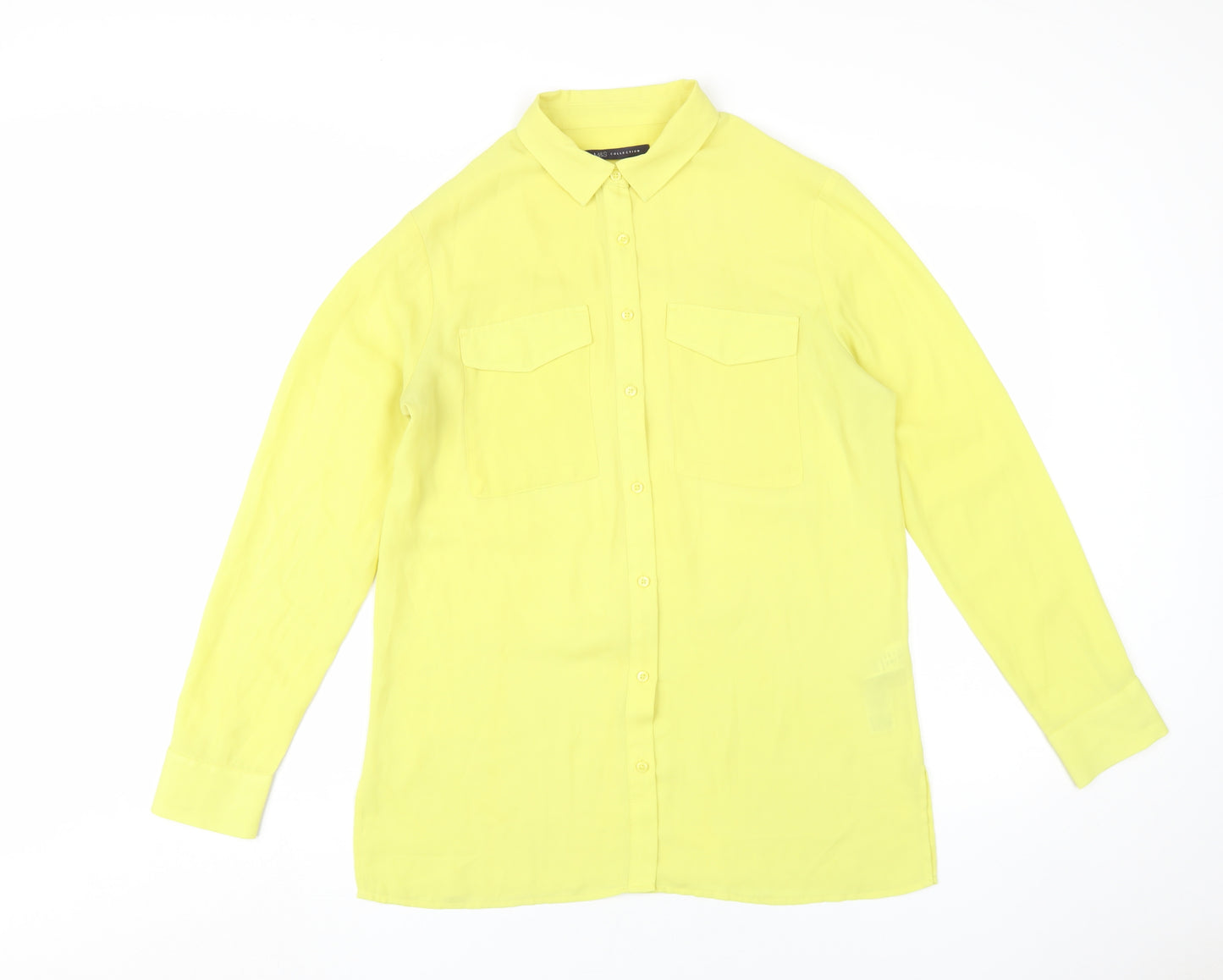 Marks and Spencer Women's Yellow Button-Up Shirt UK 10