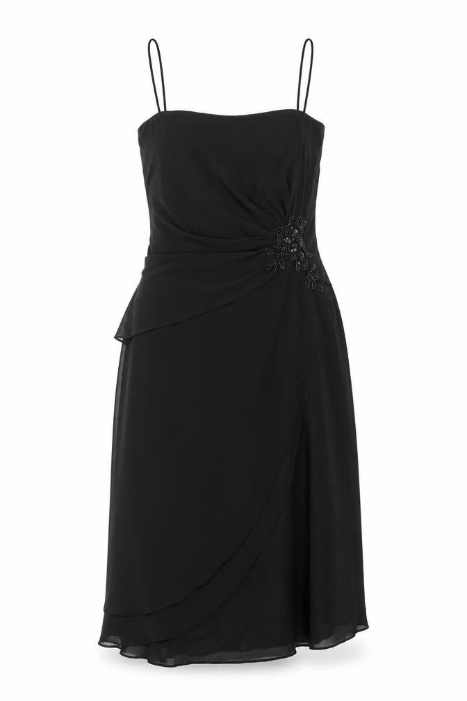Front view of Cachet Women's Black Sleeveless Slip Dress, size 10