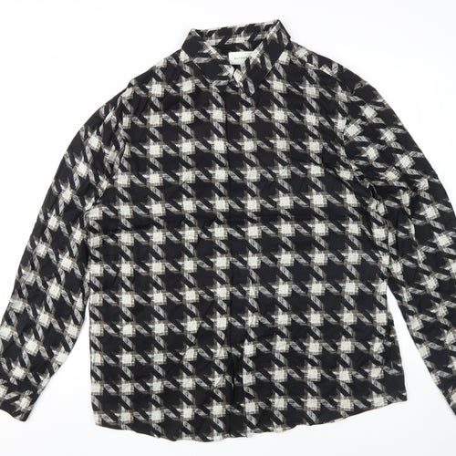 Marks and Spencer Women's Black Check Button-Up XL
