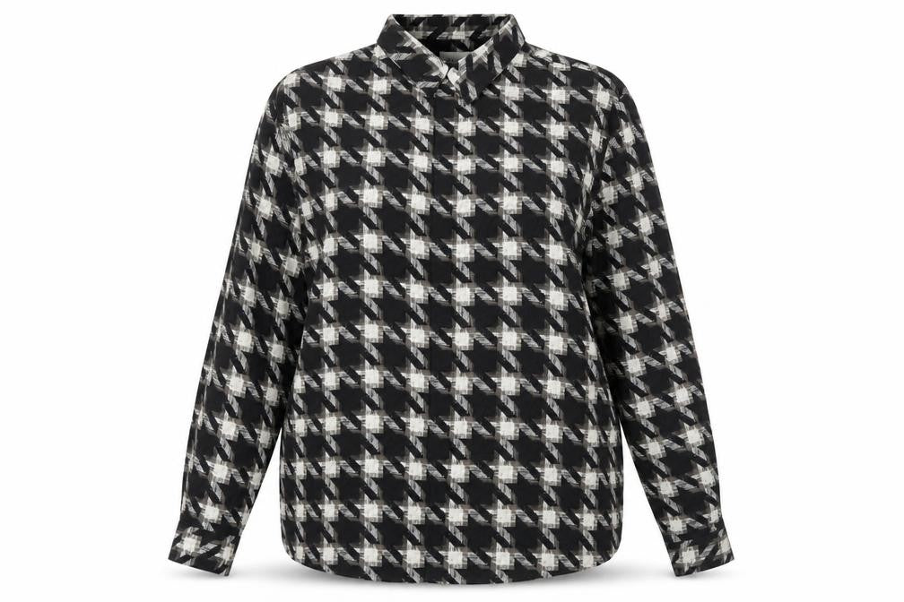 Front view of Marks & Spencer Women's Black Check Button-Up XL