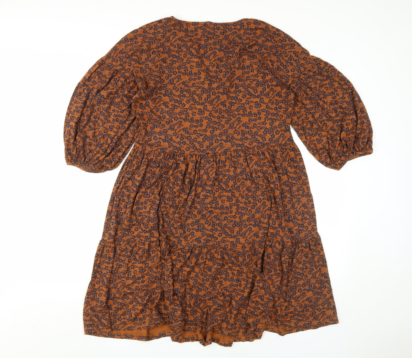 Next Women's Brown Floral A-Line Dress Size 12