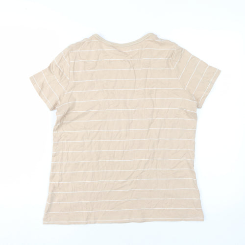 Lands' End Women's Beige Striped T-Shirt, M