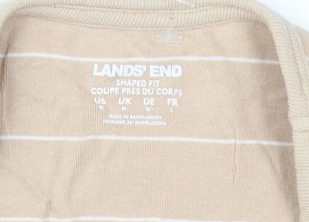 Lands' End Women's Beige Striped T-Shirt, M