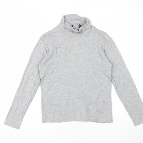 ISLE ESSENTIALS Women's Grey Roll Neck Long Sleeve T-Shirt