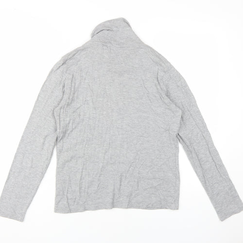 ISLE ESSENTIALS Women's Grey Roll Neck Long Sleeve T-Shirt