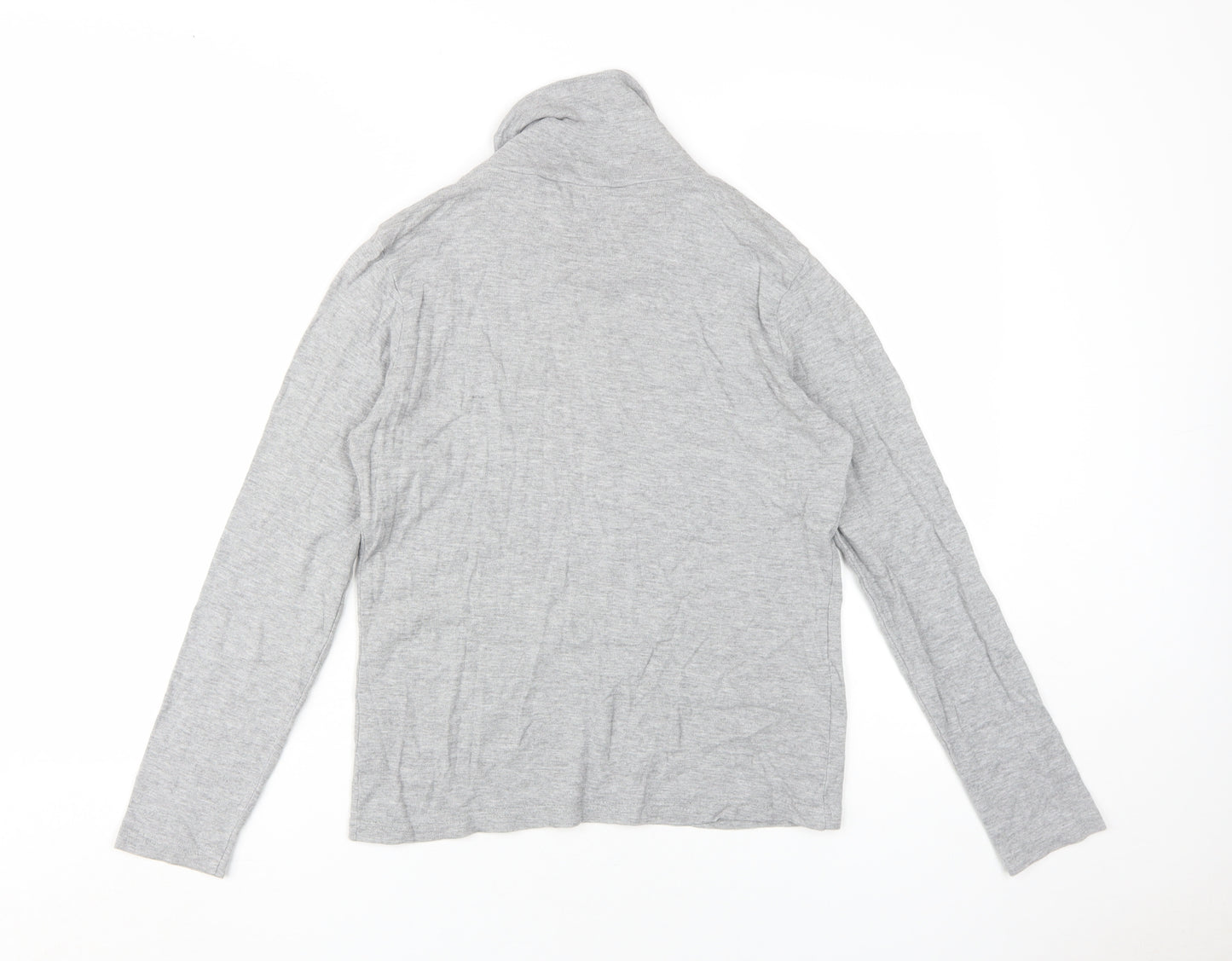 ISLE ESSENTIALS Women's Grey Roll Neck Long Sleeve T-Shirt