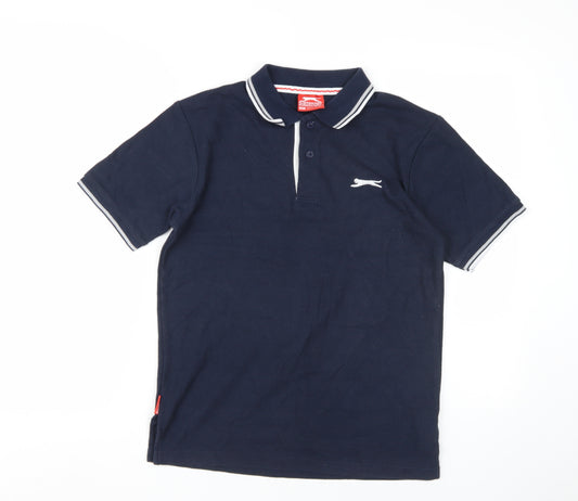 Slazenger Men's Blue Polo Shirt - Size S, Short Sleeve