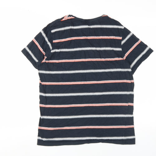 Ben Sherman Men's Black Striped Cotton Crew Neck T-Shirt Size L