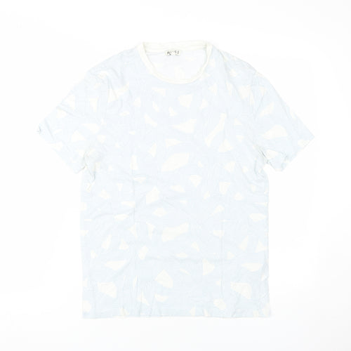 Reiss Men's White Geometric Short Sleeve T-Shirt S