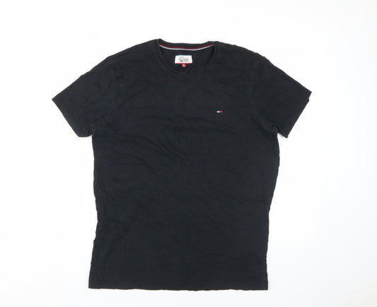 Tommy Hilfiger Mens Black L Cotton Crew Neck T-Shirt