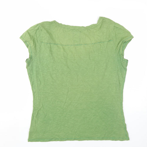Mantaray Women's Green Cotton Floral Tee, Size 16