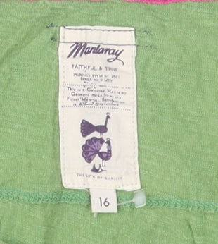 Mantaray Women's Green Cotton Floral Tee, Size 16