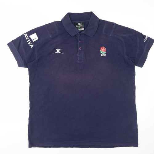 Gilbert Men's Blue Rugby Polo Shirt 2XL Sports Style