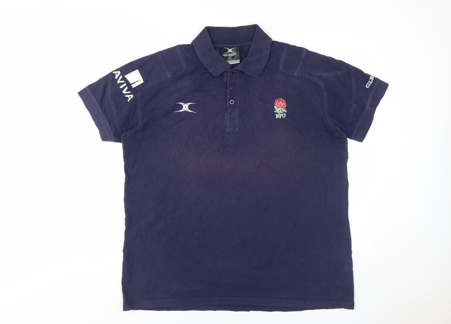 Gilbert Men's Blue Rugby Polo Shirt 2XL Sports Style