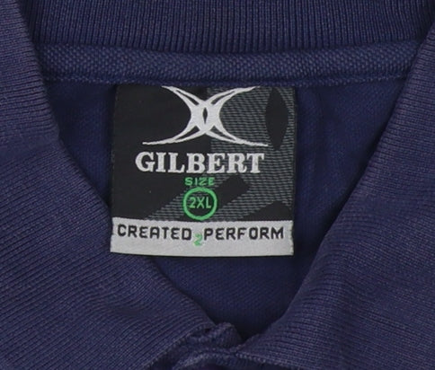 Gilbert Men's Blue Rugby Polo Shirt 2XL Sports Style