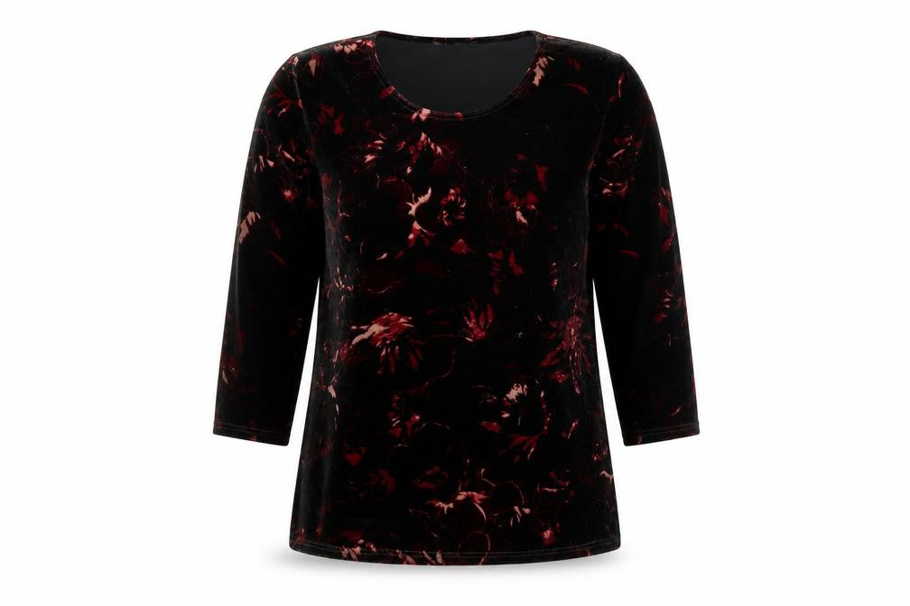 Front view of Juipa Women's Black Velvet Tunic UK, size 14