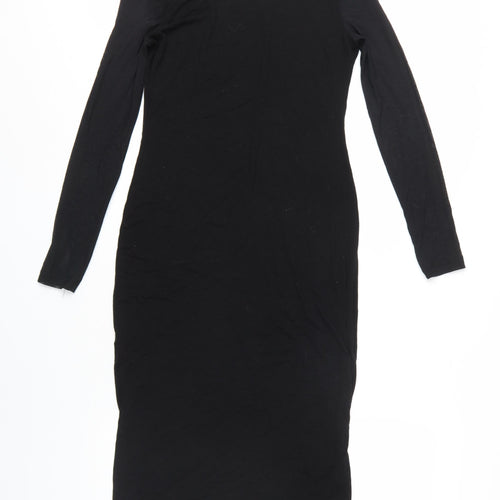 H&M Women's Black Midi Bodycon Dress S