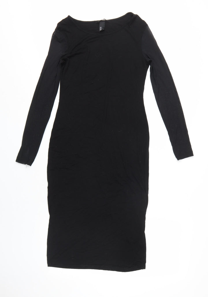 H&M Women's Black Midi Bodycon Dress S