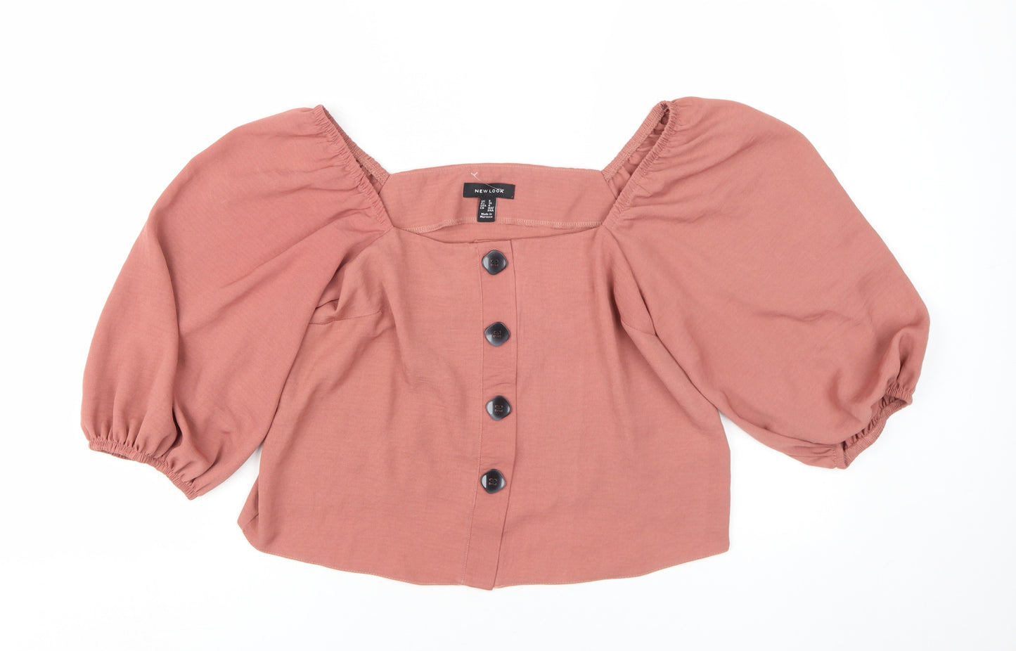 New Look Women Pink Cropped Blouse Sz 8