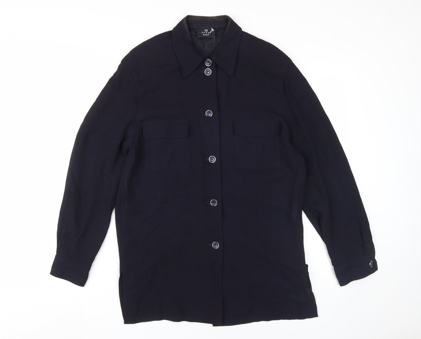 B.B. Sport Black Button-Up Wool Shirt - Size 10