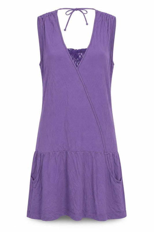 Front view of La Redoute Women's Purple Wrap Dress, size M