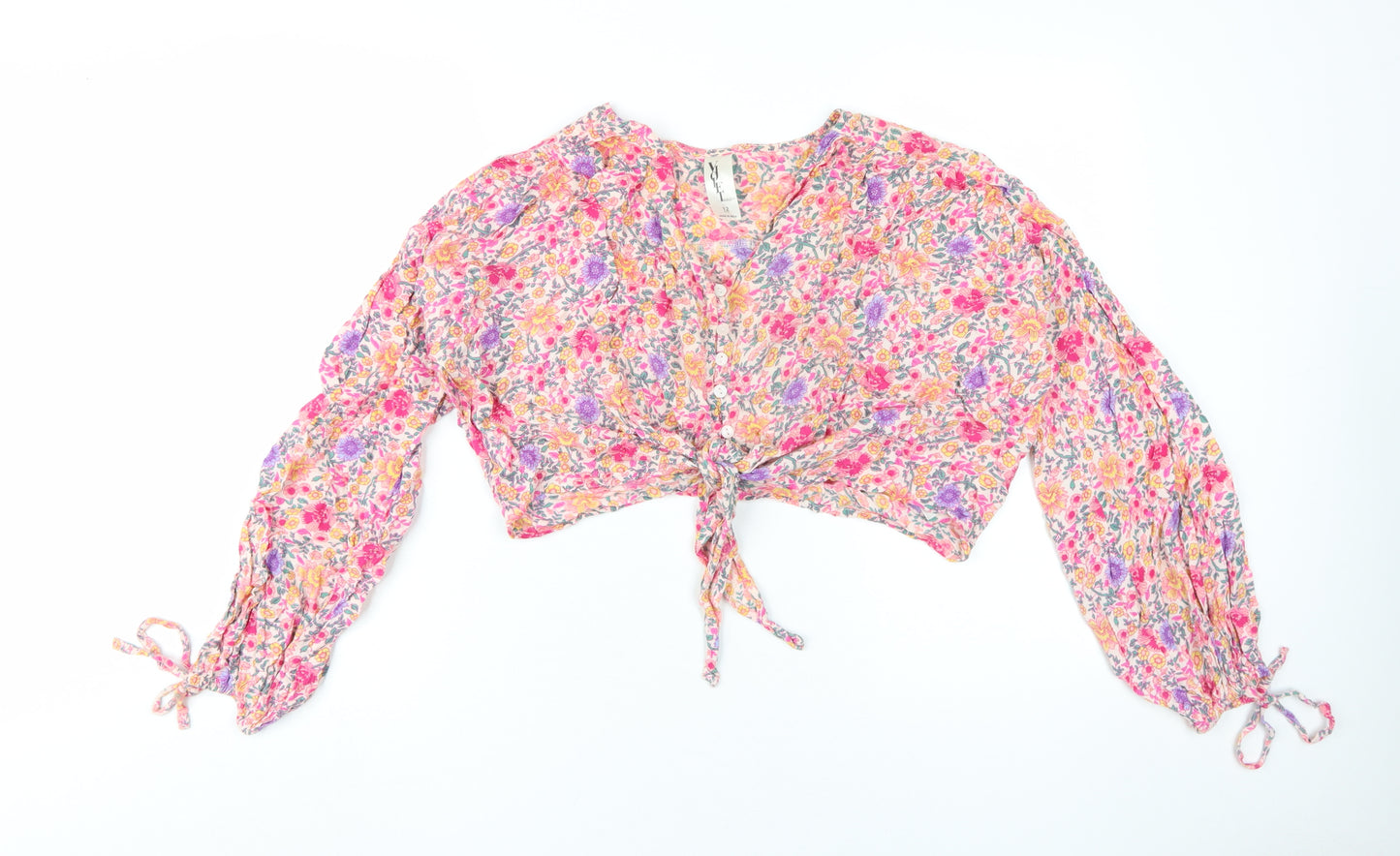 Violet Romance Women's Floral Cropped Blouse Size 12