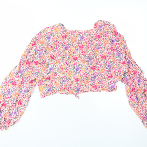Violet Romance Women's Floral Cropped Blouse Size 12