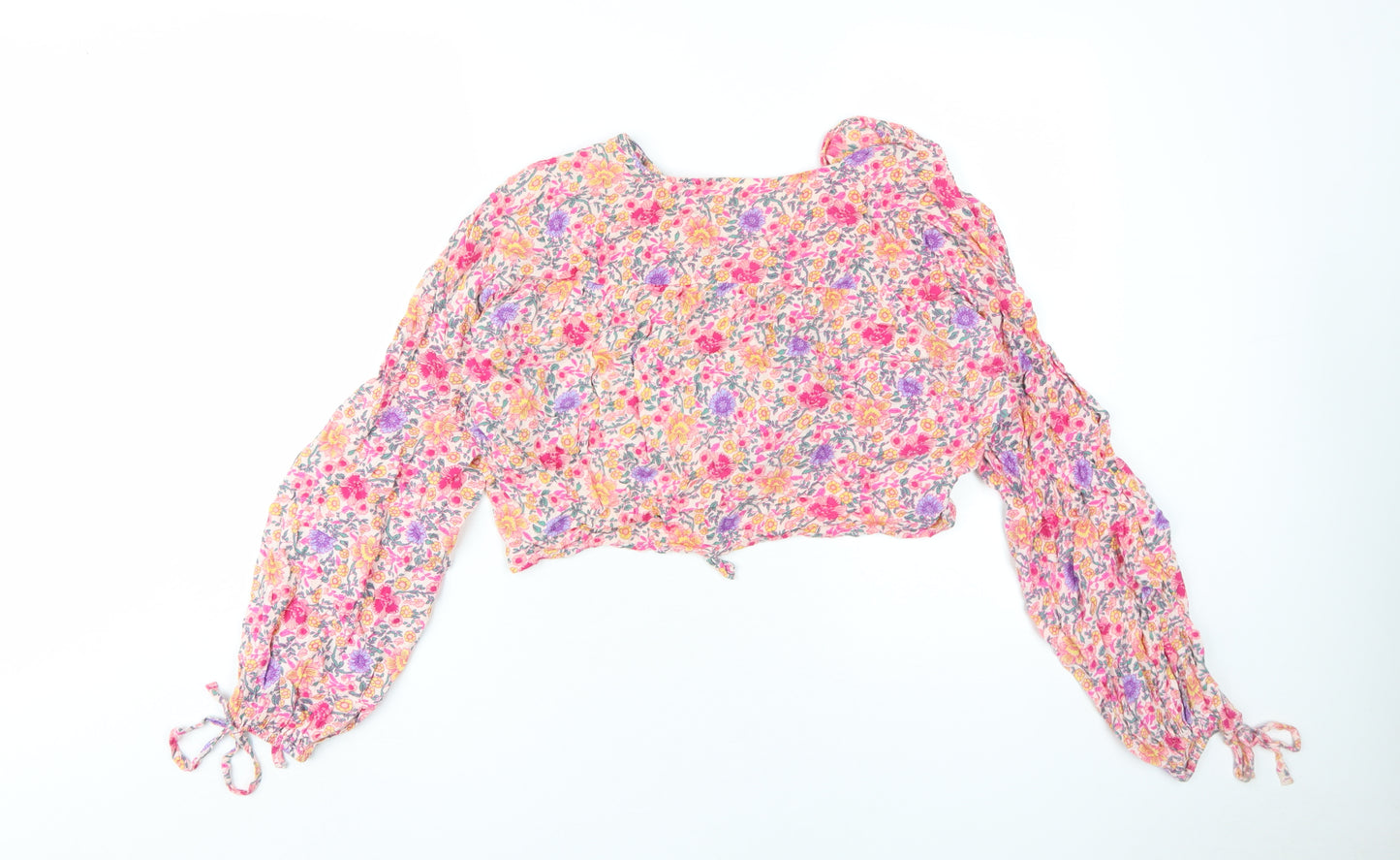 Violet Romance Women's Floral Cropped Blouse Size 12