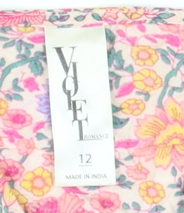 Violet Romance Women's Floral Cropped Blouse Size 12
