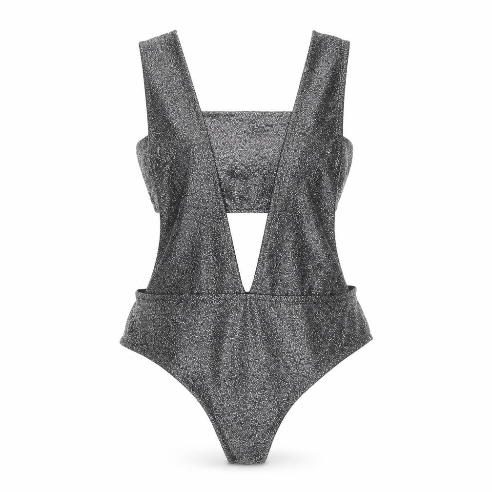 Front view of Ann Summers Women's Silver Bodysuit M Party