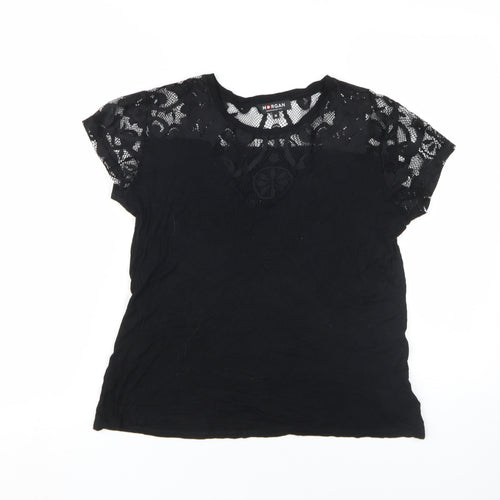 Morgan Women's Black Lace T-Shirt Size M