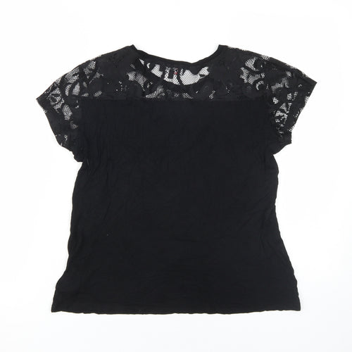 Morgan Women's Black Lace T-Shirt Size M
