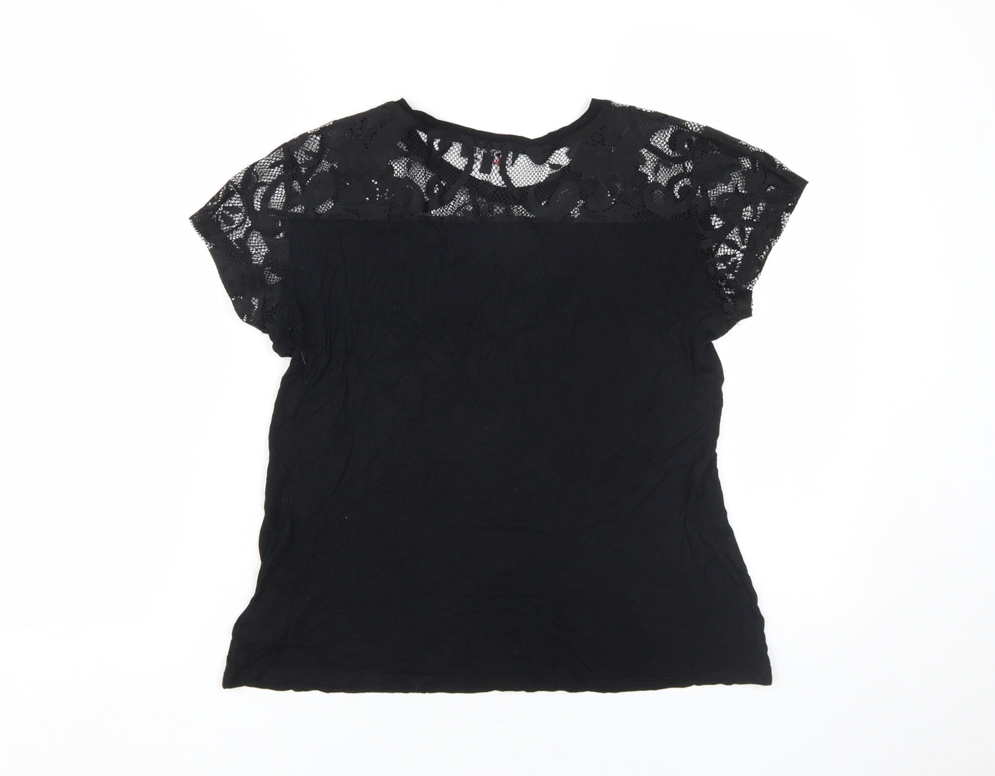 Morgan Women's Black Lace T-Shirt Size M