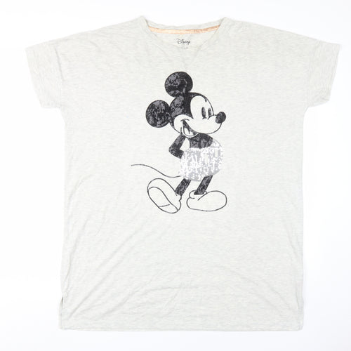 Disney Women’s Mickey Mouse Grey Nightshirt V-Neck L