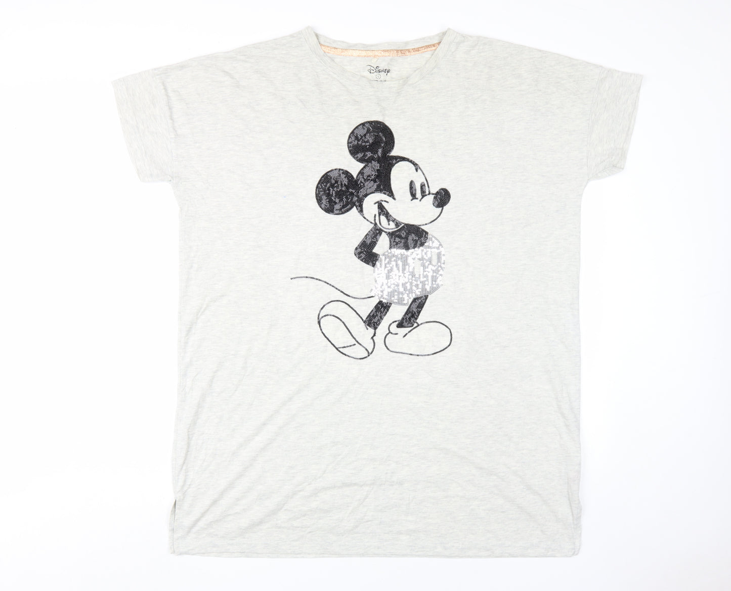 Disney Women’s Mickey Mouse Grey Nightshirt V-Neck L