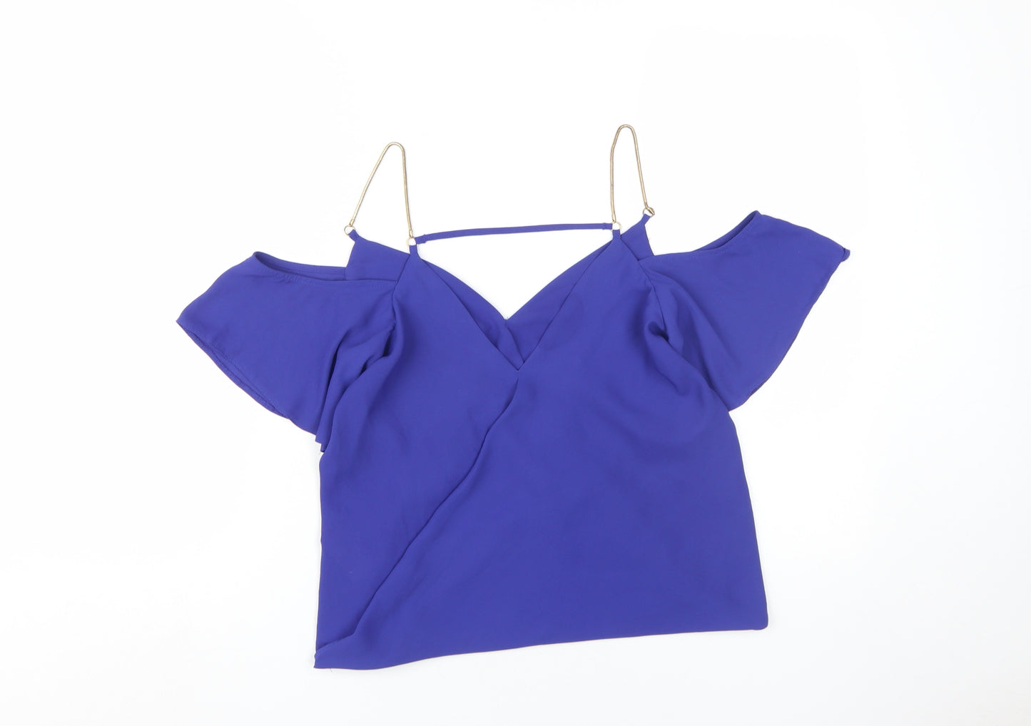 New Look Women's Purple Cropped Cold Shoulder Top