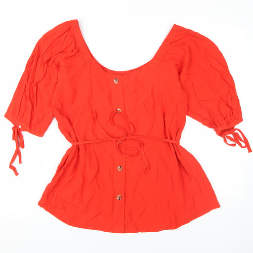 Next Women's Red Peasant Blouse Size 14