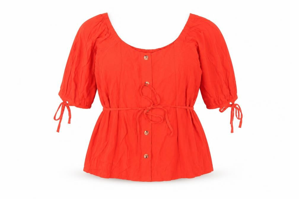 Front view of Next Women's Red Peasant Blouse, size 14