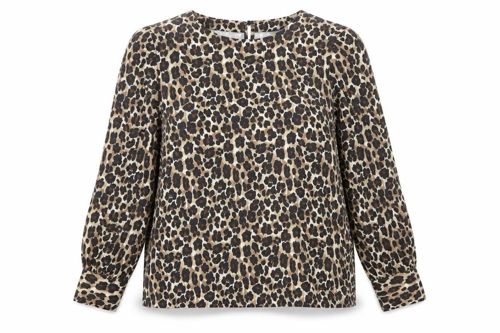 Front view of Next Women's Beige Animal Print Blouse, size 16