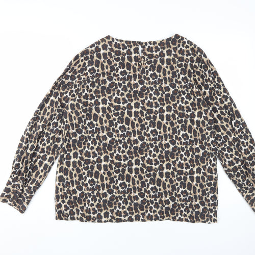 Next Women's Beige Animal Print Blouse Size 16