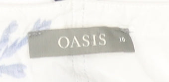 Oasis Women's Blue Floral V-Neck Tunic Blouse Size 10